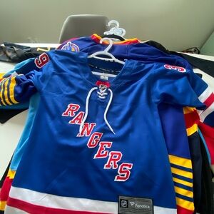 Fanatics Blue and Red Kids Rangers Jersey
